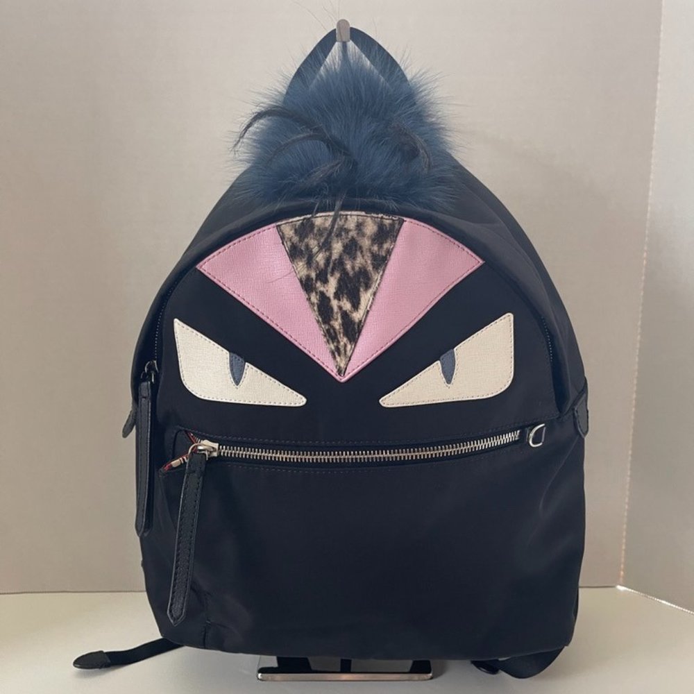 Fendi Monster Backpack Daypack Black/Pink/Red (108332)